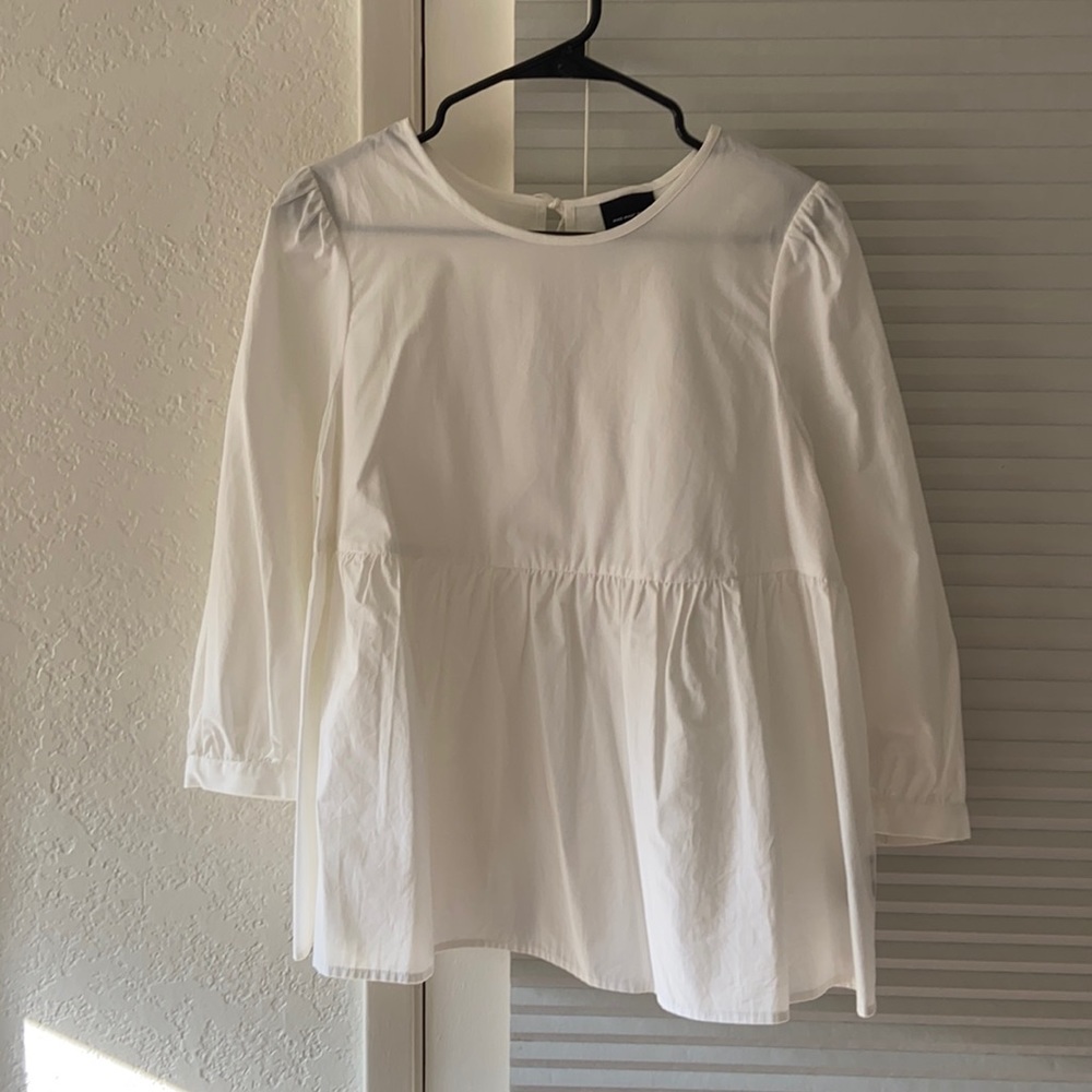 White baby doll blouse 3/4 sleeve with open back